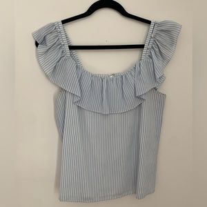 Club Monaco beautiful blue and white striped on or off the shoulder blouse